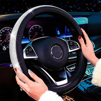 Rhinestones Leather Steering Wheel Cover