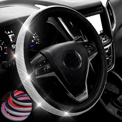 Rhinestones Leather Steering Wheel Cover