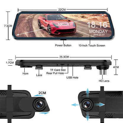 Front and Rearview Mirror Dash Cam for Car